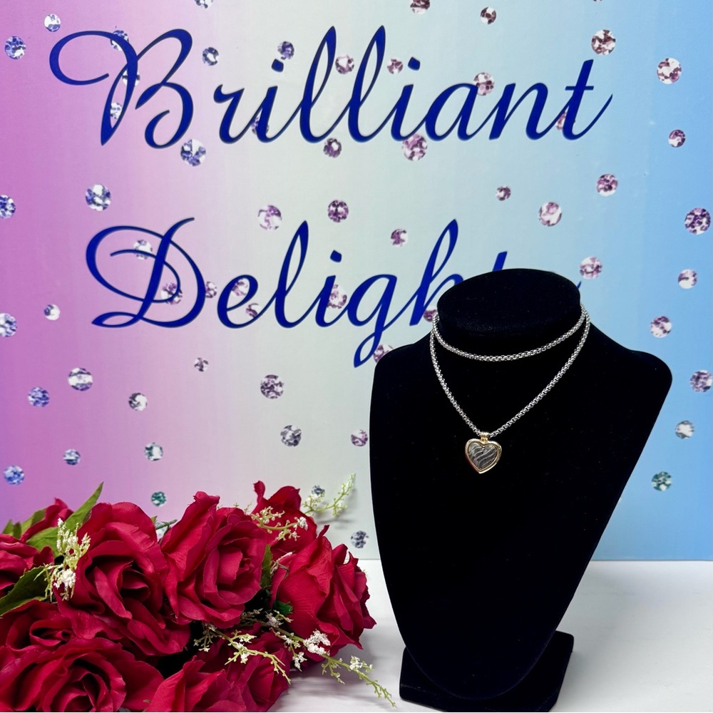 🩶SALE NEW YURMAN -ESQUE 2 TONED HEART NECKLACE